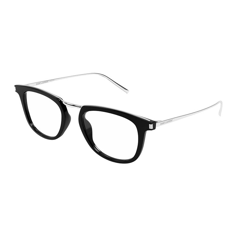 Saint Laurent SL753 OPT 001 Shiny Black/Silver/Clear Demo Lens 50mm