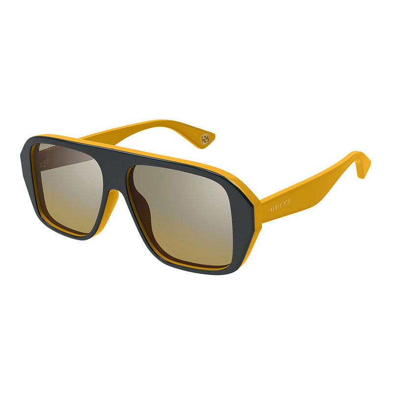 Gucci GG1615S 002 Mustard Grey/Brown Gradient with Silver Mirror