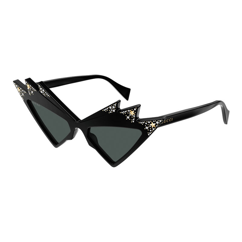 Gucci GG1371S 003 Cat Eye Sunglasses - Shiny Black with White Stones/Grey Gucci GG1371S 003 Cat Eye Sunglasses - Shiny Black with  main image 2