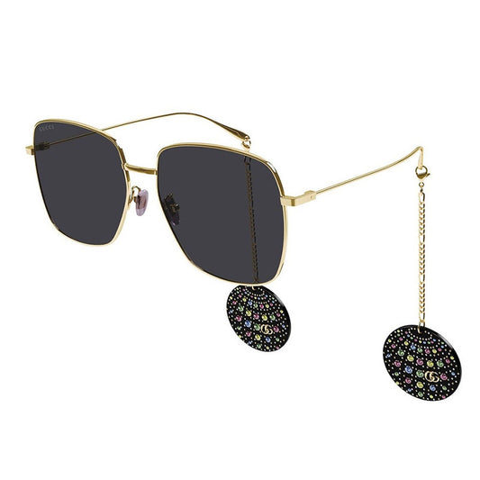 Gucci GG1031S 009 Gold/Grey with Black Detachable Jewelry Charm 59mm