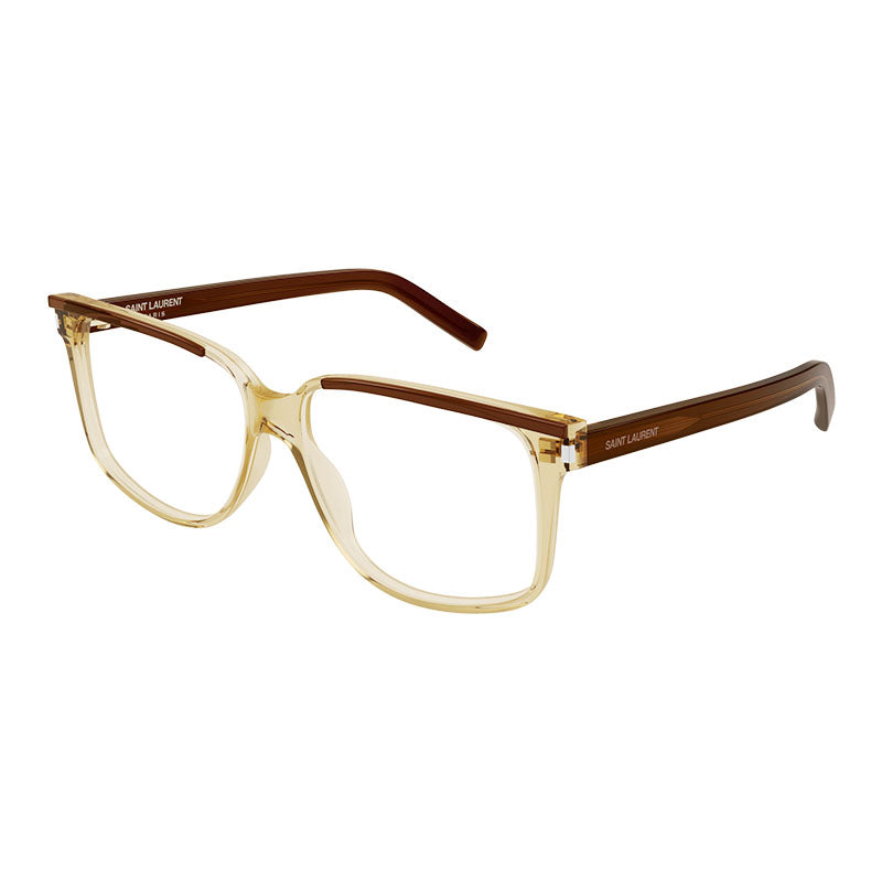 Saint Laurent SL599OPT 004 Transparent Yellow/Bilayer Dark Brown/Clear Demo Lens