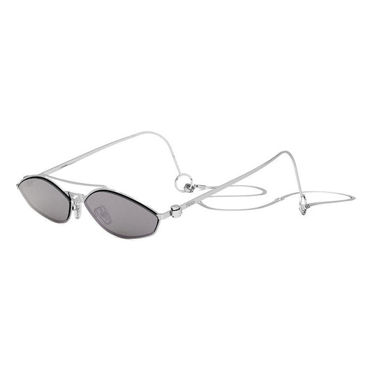 Fendi FE40114U-Y 16C Shiny Palladium with Palladium Chain/Smoke with Silver Mirror 57mm