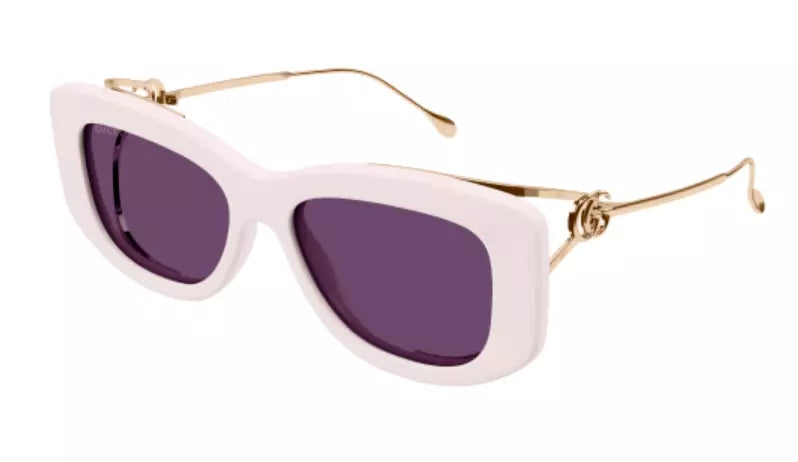 NWT Gucci GG1566S-003-55 Ivory Cat Eye 55mm Sunglasses Gucci GG1566S-003 Ivory front with gold metal cat eye  main image 2