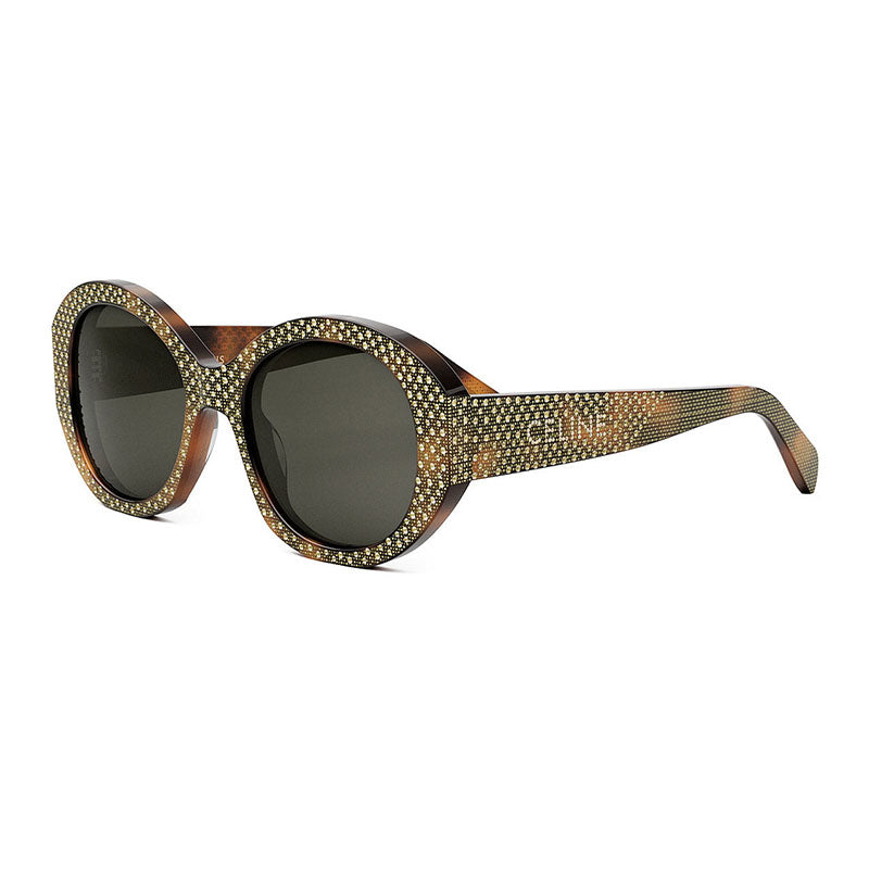 Celine CL4240IS 53A Shiny Havana with Gold Studs Embellishment/Smoke 53mm