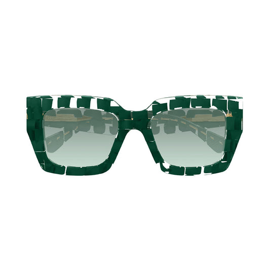 Bottega Veneta BV1212S 008 Dark Green Pattern on Transparent/Green Gradient
