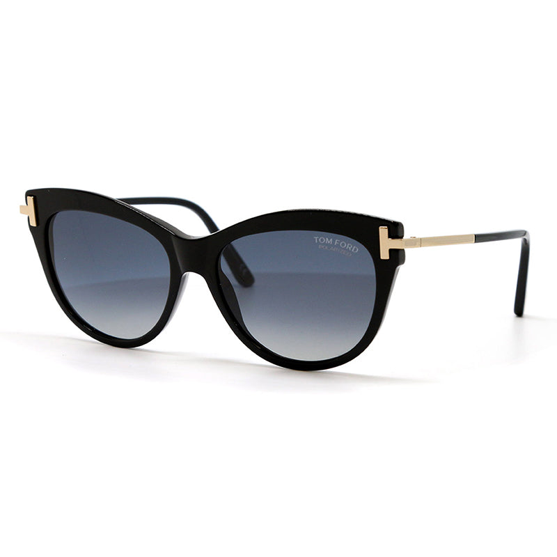 Tom Ford FT0821 01D Shiny Black with Rose Gold/Polarized Gradient Smoke 56mm