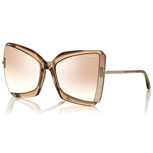 Tom Ford FT0766 57G Rose Champagne with Rose Gold/Gradient Brown Silver Flash 63mm