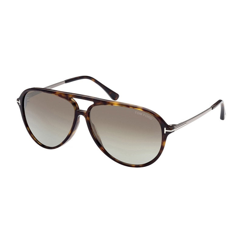 Tom Ford FT0909 52Q Dark Havana with Ruthenium/Gradient Brown-Blue with Silver Flash 62mm