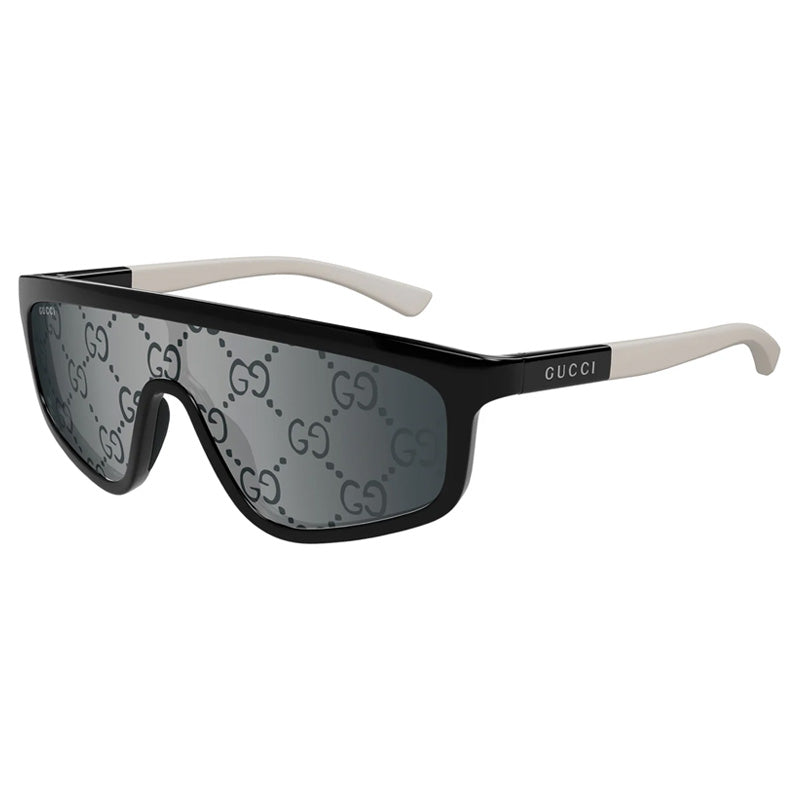Gucci GG1736S 003 Black/Grey/Smoke with GG Pattern Silver Mirror 99mm