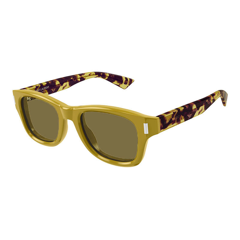 Saint Laurent SL801 004 Shiny Ocra/Spotted Havana/Solid Grey 50mm