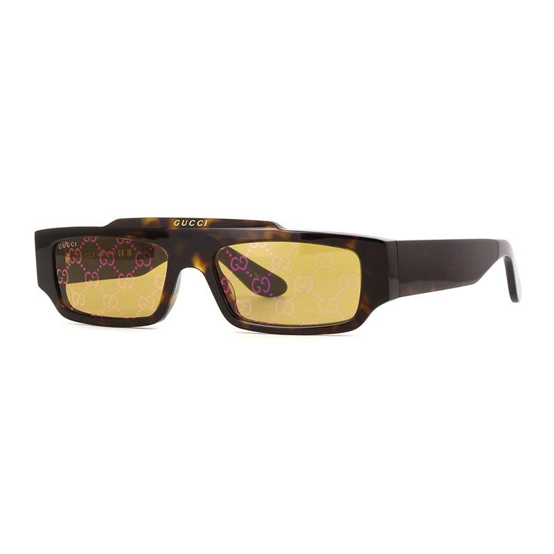 Gucci GG1592S 002 Shiny Dark Havana/Yellow with GG Pattern Mirror 55mm