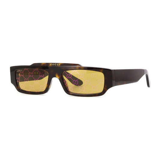 Gucci GG1592S 002 Shiny Dark Havana/Yellow with GG Pattern Mirror 55mm