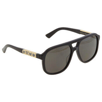 Gucci Gucci Polarized Dark Grey Pilot Unisex Sunglasses GG1188S 001 58