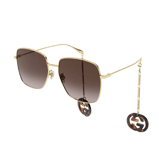 Gucci GG1031S 003 Gold/with Havana Detachable Jewelry Charm/Brown Gradient