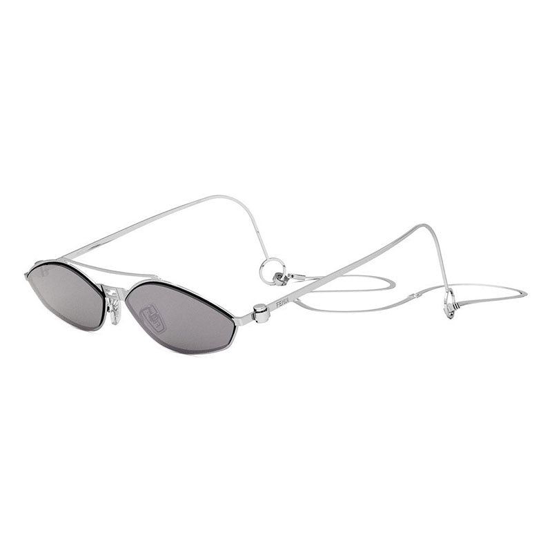 Fendi FE40114U-Y 16C Shiny Palladium with  Palladium Chain/Smoke with Silver Mirror 57mm