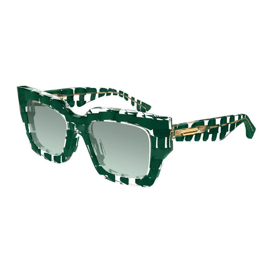 Bottega Veneta BV1212S 008 Dark Green Pattern on Transparent/Green Gradient