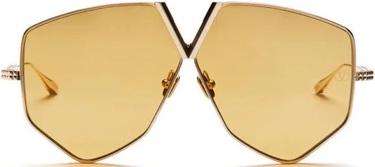 V - HEXAGON Gold Geometric Sunglasses