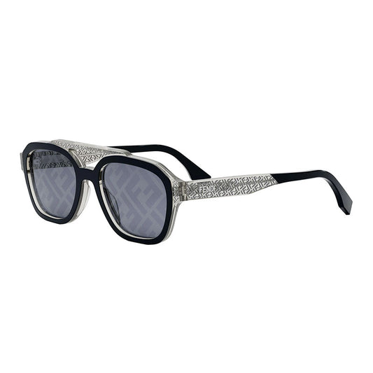 Fendi FE40076U 90X Blue/Transparent with Grey FF Pattern/Blue with FF Pattern 52mm