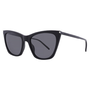 Saint Laurent Saint Laurent Grey Cat Eye Ladies Sunglasses SL 214 KATE THIN 001 55