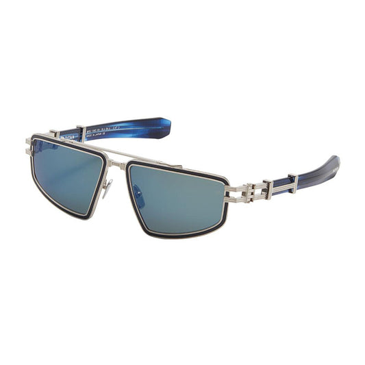Balmain TITAN BPS-139 C Brushed Silver/Blue Swirl/Blue Mirror AR 59mm
