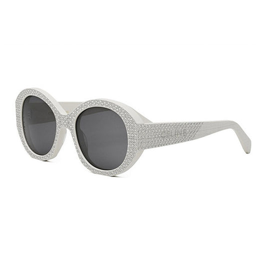 Celine CL4240IS 25A Shiny Ivory with Silver Studs Embellishment/Smoke