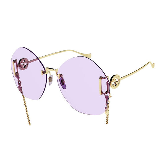 Gucci GG1203S 001 Gold With Detachable Gold Chain/Violet