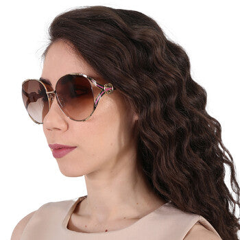 Gucci Gucci Brown Gradient Oval Ladies Sunglasses GG0225S 007 63