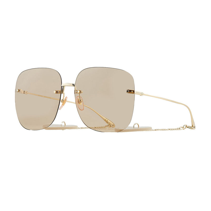 Gucci GG1148S 003 Gold With Detachable Gold Chain/Brown