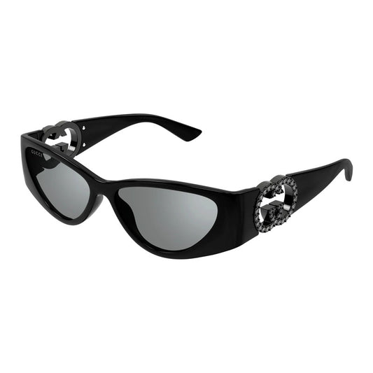 Gucci GG1824S 004 Shiny Black with Black Stone/Grey Silver Mirror