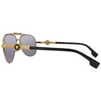Versace Versace Polarized Grey Mirror Silver Pilot Unisex Sunglasses VE2236 1002Z3 59
